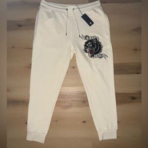 Left Point Rhinestone Panther Embroidery Sweatpants